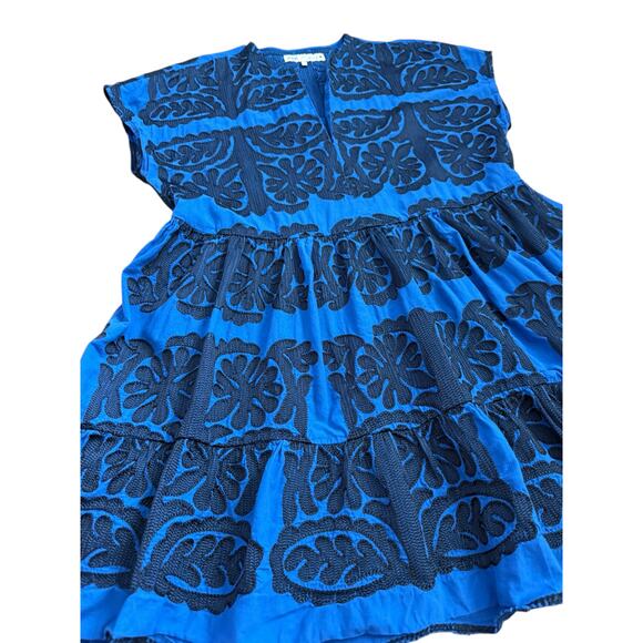 Zara Embroidered Fit & Flare Mini Dress Blue Size Small - Picture 6 of 10